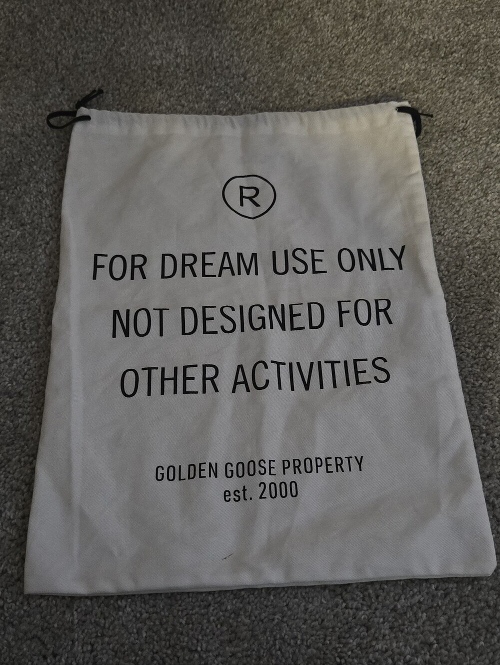 Golden Goose White Drawstring Dust Sack with Black Print - Picture 1 of 9